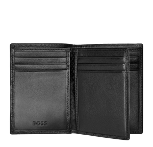 Porte-cartes Trifold Hugo Boss Iconic en cuir texturé HLF421A Noir intérieur