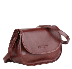 Sac bandoulière Arthur & Aston à rabat M Edith A123-30GM C couleur chataigne, vue de profil
