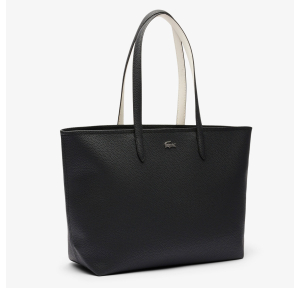 Sac cabas Lacoste en pvc grainé Anna NF4823AA M66 couleur noir farine, vue de profil