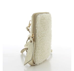 Pochette Marlon Firenze pour smartphone effet fourrure AC0318 3-L003 couleur or, vue de profil