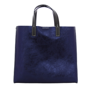 Sac porté main Marlon Firenze effet métallisé et fourrure BS3536 L033 couleur bleu marine, vue de dos