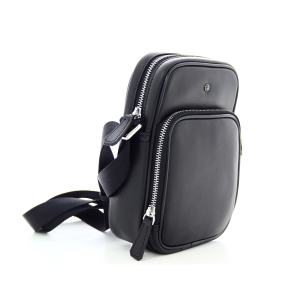 Sac monobandoulière David Williams effet lisse D61512 NR couleur noir, vue de profil