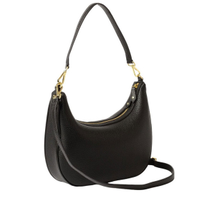 Sac porté épaule Mac Douglas en cuir grainé Corée Romy COREEROVG01M couleur noir, vue de profil