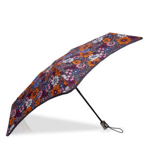 Mini parapluie Isotoner ouverture  automatique solide X-tra 09415 FSV couleur fleur seventies, vue de profil