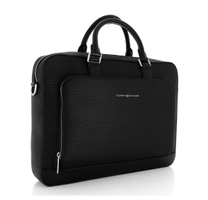 Sac porte-ordinateur tommy Hilfiger TH Business AM13105 BDS couleur noir, vue de côté