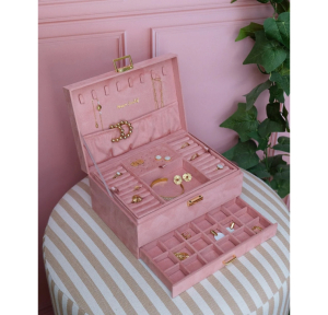 Boîte à bijoux Maison Scarlett ultra-doux Denise DENIS2-V VROS couleur rose, ouvert