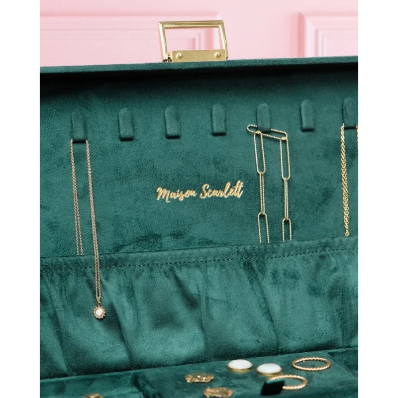 Boîte à bijoux Maison Scarlett ultra-doux Denise DENIS2-V VVER couleur vert vue chaîne Boîte à bijoux Maison Scarlett ultra-doux Denise DENIS2-V VVER couleur vert vue chaîne