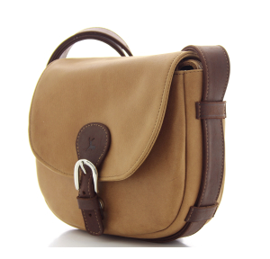 Sac porté travers Frandi à rabat en cuir pleine fleur 809.05 GOLD, couleur gold, vue de profil