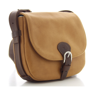 Sac porté travers Frandi à rabat en cuir pleine fleur 810.05 GOLD, couleur gold, vue de profil