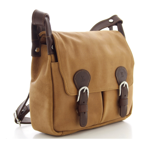 Sac bandoulière Frandi à rabat en cuir pleine fleur 814.05 GOLD, couleur Gold, vue de profil