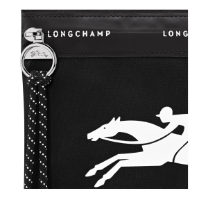 Pochette Longchamp imprimé logo 34217HSR 001 couleur noir, vue de près