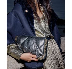 Sac bandoulière Gerard Darel Le Fanny matelassé métallisé DAS56A4639410 Gris asphalte