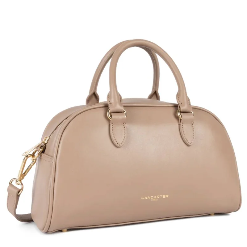 Sac porté main Lancaster cuir lisse Donna Bow 531-066-GALET vue de profil Sac porté main Lancaster cuir lisse Donna Bow 531-066-GALET vue de profil