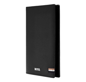 Porte-passeport Hugo Boss Iconic en cuir texturé HLP421A noir côté