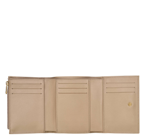 Portefeuille Longchamp en cuir Le Roseau 30021HGC couleur Racine ouvert