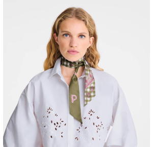 Bandeau  Longchamp fleuri Bucolique 51039GSOM04 couleur Artichaut porté mannequin