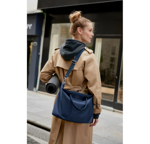 Sac cabas porté main zippé Mac Douglas Cristal en nylon CRISTAL-CABA_M_NY17 bleu marine porté