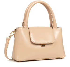 Petit sac à main Lancaster  en cuir  Suave evenly 	
480-028-BE/FO couleur beige foncé  vue de profil