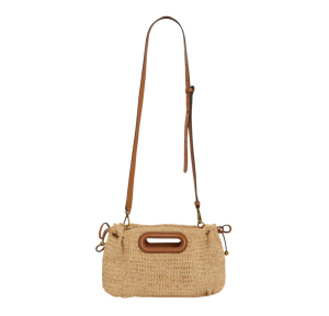 Sac porté épaule Gerard Darel Mini Dany en raphia S08E4541900, couleur Ficelle, vue de dos