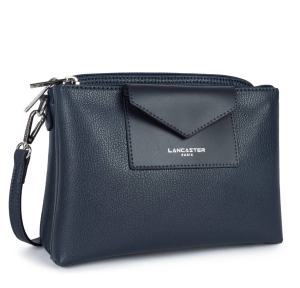 Pochette Lancaster effet grainé Maya 517-100-BL/FO couleur bleu foncé vue de profil