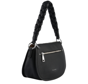 Petit sac porté épaule Francinel effet grainé Orianne 292376 couleur noir, vue de profil