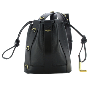 Sac seau Lancel Faubourg S en cuir grainé et lisse A1335710TU Noir de face
