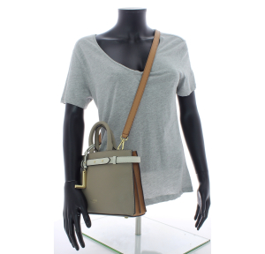 Sac à main Lancel zippé S en cuir grainé Faubourg A13547 LL, couleur Neige multicolore, porté mannequin