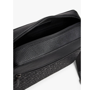 Sac bandoulière Tommy Hilfiger effet grainé TH Monogram AM0AM13211BDS couleur noir intérieur