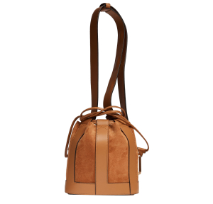 Sac seau Lancel S en cuir lisse Elles A13359 20 couleur chameau, vue de dos