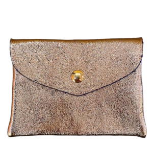 Porte-monnaie Crazy Lou en cuir métallisé 3006 couleur or, vue de face