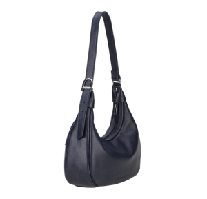 Sac porté épaule Arthur & Aston en cuir Cléa A191-03-D couleur bleu marine, vue de profil