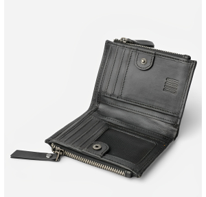 Petit portefeuille Biba Hancock clouté en cuir HAK6L NEGRO (Noir) ouvert