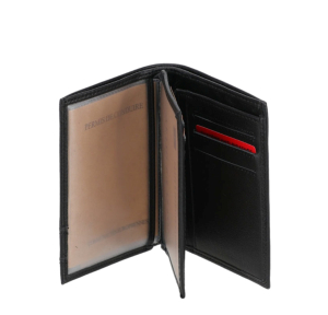 Portefeuille en cuir avec surpiqures Léon Arthur et Aston 2428-800-A couleur noir, ouvert