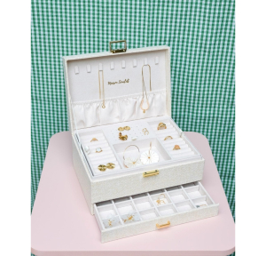 Boîte à bijoux Maison Scarlett de voyage Denise DENIS2-LNBG couleur beige, ouvert