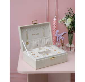 Boîte à bijoux Maison Scarlett de voyage Louise LOUIS2-LNBG couleur beige vue ouvert