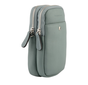 Pochette téléphone Francinel en cuir Tash 22439SAU couleur Sauge vue de profil