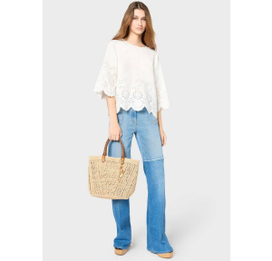 Sac à main Gerard Darel tressé Le 18H DBS67E4541900 couleur Ficelle vue porté mannequin