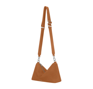 Sac porté travers Les Ateliers Fourès M en cuir pleine fleur I326LIO, couleur lionne, vue de profil