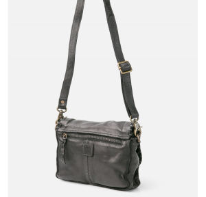 Sac bandoulière à rabat Biba Sandown cuir SON2LBLACK couleur Noir vue de profil