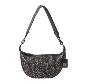 Sac épaule demi-lune Biba Lovington Stars clouté LOS2L BLACK couleur Noir vue de face
