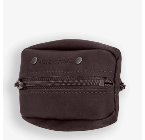 Porte monnaie Les Ateliers Fourès grain de café 2 zips 9230MUS couleur mustang, vue de profil