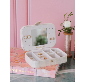 Boîte à bijoux Maison Scarlett de voyage Brigitte BRIGI2-LNBG, couleur beige, ouvert