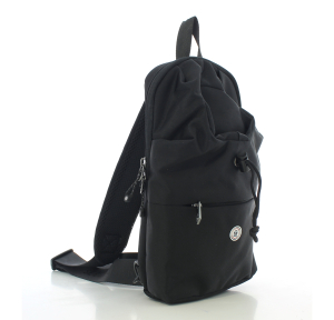 Sac monobretelle Serge Blanco en textile BSK11008 999 , couleur noir, vue de profil