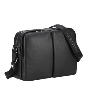 Grande Besace Arthur & Aston en cuir Thomas 2509-04-A couleur Noir, vue de profil