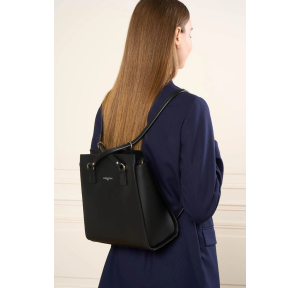 Sac à dos multifonction Lancaster Smooth 437-21 Noir porté sur le dos