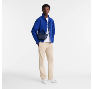 Sac porté main Longchamp cuir Le Pliage Xtra L1500HGS 006 couleur Marine, porté mannequin