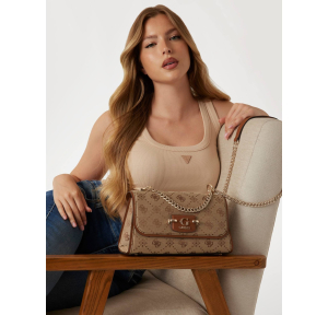 Sac à bandoulière Guess logo 4g Neda HWJP965421-LTL couleur Beige porté mannequin