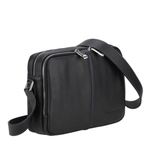 Petit sac à bandoulière Arthur & Aston Gaël 2507-07-D couleur Noir-Bleu vue de profil
