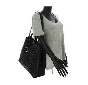 Sac cabas double porté Lancel A13738 10 couleur noir porté mannequin