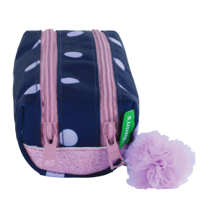 Trousse double Tann's petits pois Romy 12325, Bleu, vue de face
